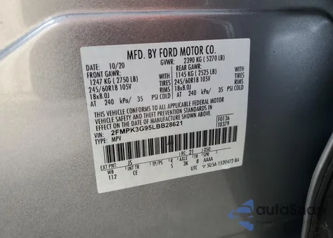 2020 Ford Edge Se z USA, uszkodzony, nr VIN 2FMPK3G95LBB28621